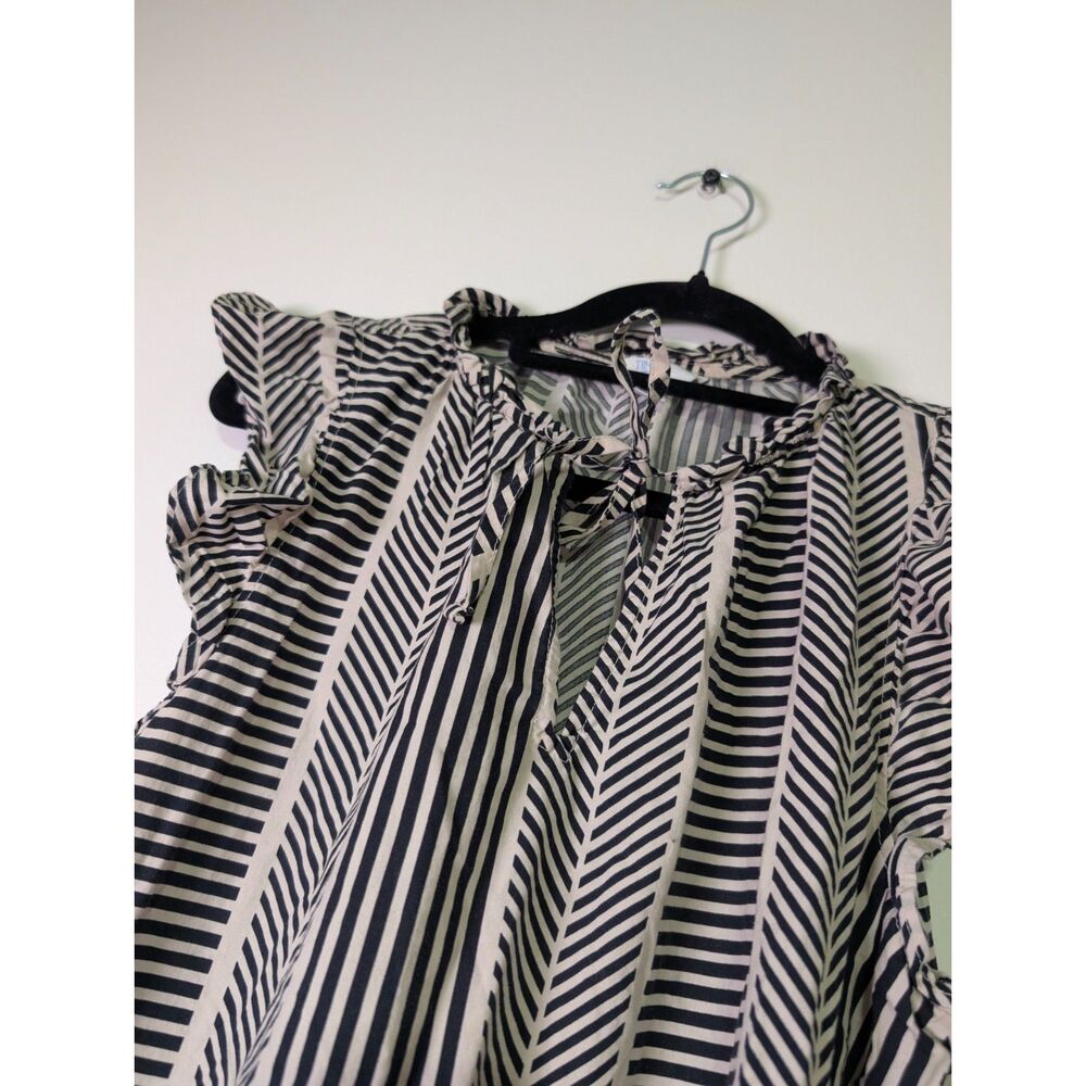 Striped Tiered 100% Cotton Summer Dress Size Small  Cottagecore Ruffle - Picture 8 of 8